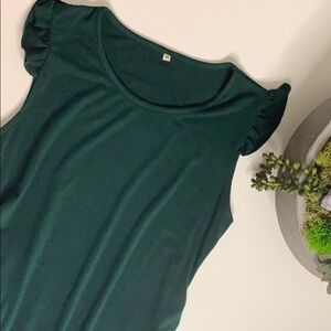 Ruffle sleeve touched mini dress hunter green women’s medium